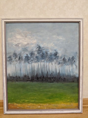 art 757 Original Oil on canvas fiberboard Painting March Landscape 60×50 cm