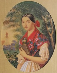 Fine 19th C. Watercolor Painting of Hungarian Woman HENRIK PECZ, circa 1860