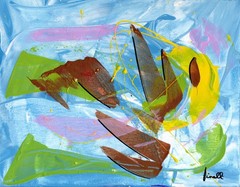 Hand Painted 11×14 Abstract Acrylic Red Teal Canvas FINELLI ORIGINAL Decor G23N