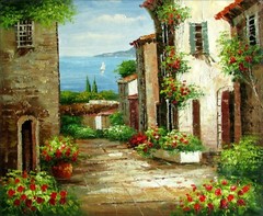 Stretched, Tuscany Italy Landscape 5, Quality Hand Painted Oil Painting 20x24in