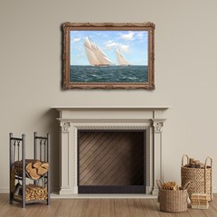 Large 1894 Yacht Solent Race Britannia and Vigilant – by STEPHEN J RENARD