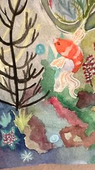 ORIGINAL Gouache Mix media MERMAID 8″x10″ by RLL Handmade