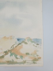 Original Watercolor Painting Ocean Dunes Landscape Vintage OOAK Dizney Unframed