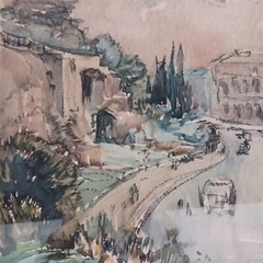 Lauri Hamalainen 1939 Watercolor Roman Coliseum Russian listed artist