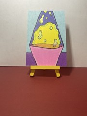 Sindy Fuhr Acrylic Painting 4×6 Inch Funky Lava Lamp Pop Art Title 70s Lamp