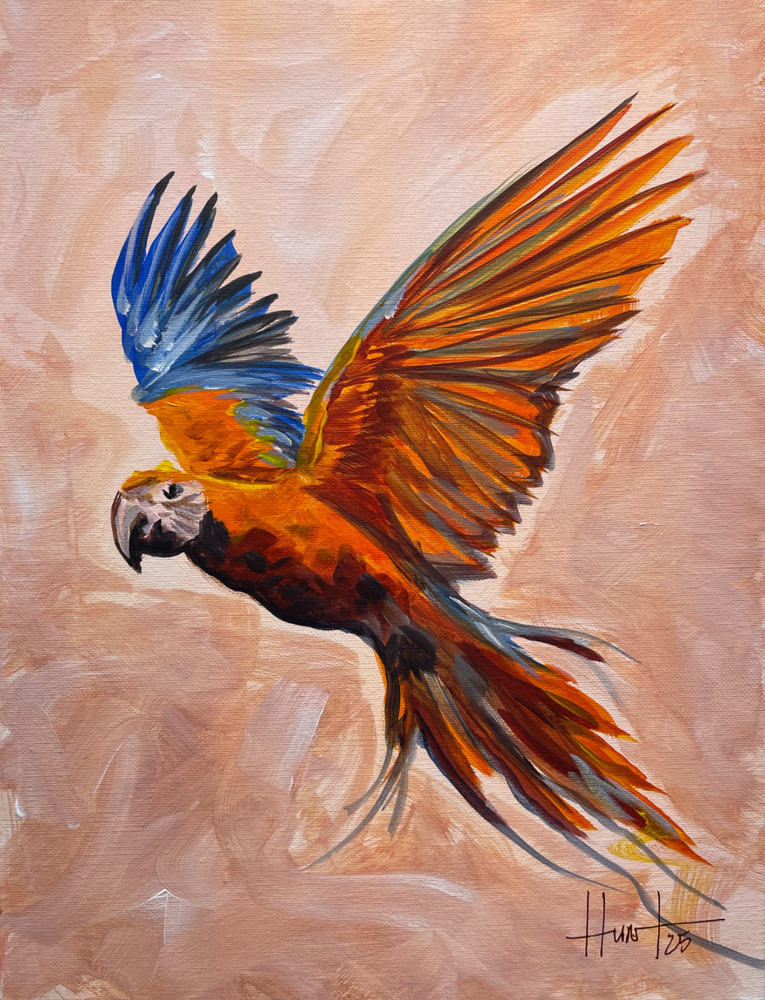 Hunt Original Art: 12×16 Acrylic on Canvas Tropical Bird