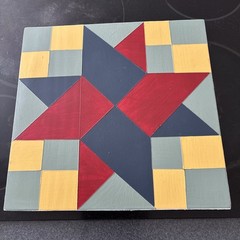 Barn Quilt Painting Wall Hanging 11.75×12” Solid Wood 3/4”