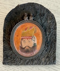 19th Century Miniature Painting Of Maharaja In Sterling Pendant