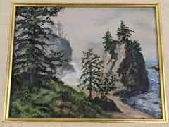 Vintage 1981 Original Oil Painting on Canvas Oregon Beauty Trudy Ingler 11″ x13″