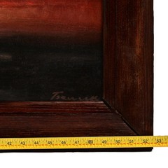 WALTER TEUNINK Original Vintage Signed Landscape Seascape Red Clouds Painting