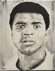 Seasoned Art Muhammad Ali hand painted portrait boxing legend canvas portrait