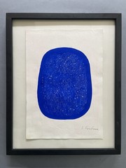 Lucio Fontana Original Painting Paper Blue Monochrome Italian Art Minimalist G47