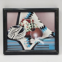 Woodville Southwest Pottery Oil Painting 12×9 Native American Still Life