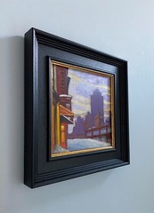 Edward Hopper New York snow style original oil painting, 8×8 inches. J Smith