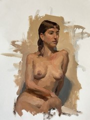 Alla Prima Figure Study: oil on linen 11×14 woman painted from life