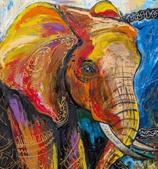 art 756 original oil painting canvas 39.37×31.5 in 100×80 cm Elephant animals