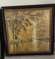Vintage August Holland Wood Framed Art Prints Set 24”x24” Signed