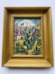 ANTIQUE MISSION PAINTING SMALL GEM IMPRESSIONISM LANDSCAPE CHURCH WOODSTOCK NY