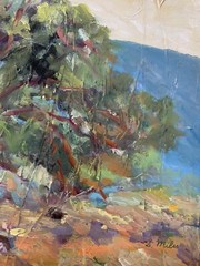 Shigeko Yamamuro Miles Landscape Oil Painting “Countryside” Japan/Idaho/Cal