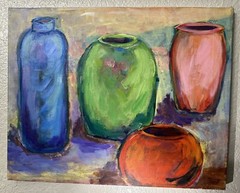 Vivid Still Life : Four Vases Painting