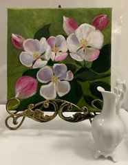 Apple Tree Blooming Spring Floral Original Painting Oil 20.5×20.5cm On eBay