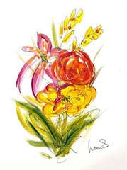 SAMATOWIC Original Abstract Flowers 9×12 Paper Handpainted Signed Wall Art 27