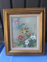 Vintage Asian Watercolor Painting Bird Oriental Painting 14 3/4 X12 3/4