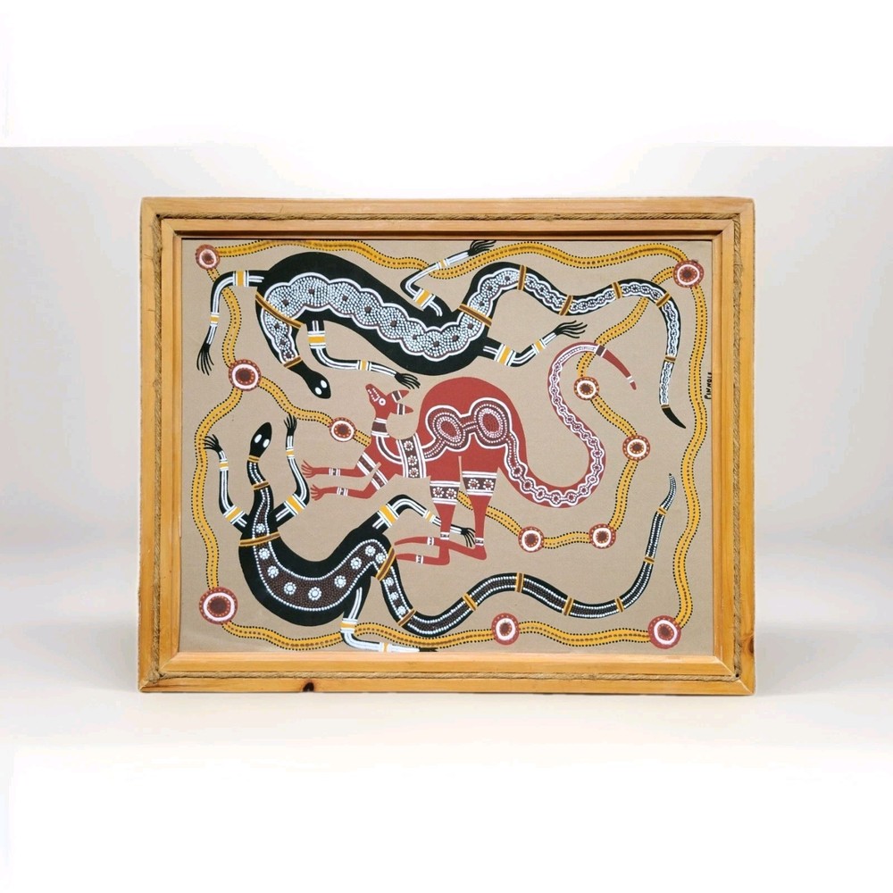 Australian Aboriginal Dot Painting 19.5″ x 23.5” By Michael Pinnole