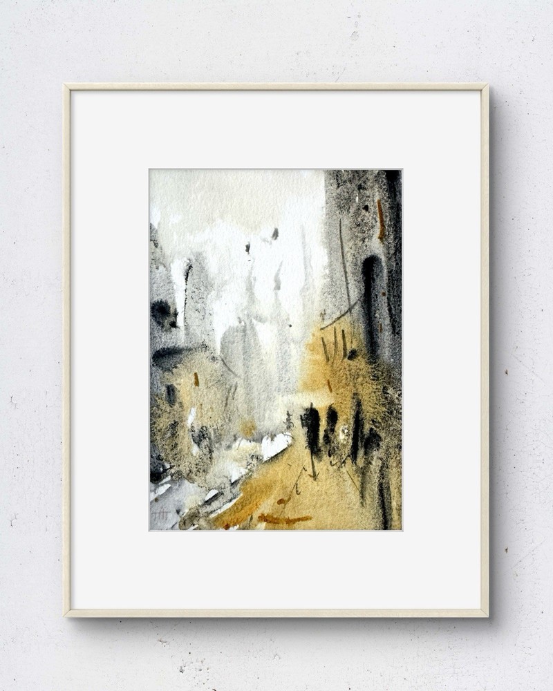 Manhattan 5×7 Watercolor Original Painting Urban Landscape Fine Art Wall Decor