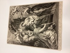 Antique Engraving Afrer Peter Paul Rubens Coronation of St. Catherine By Child