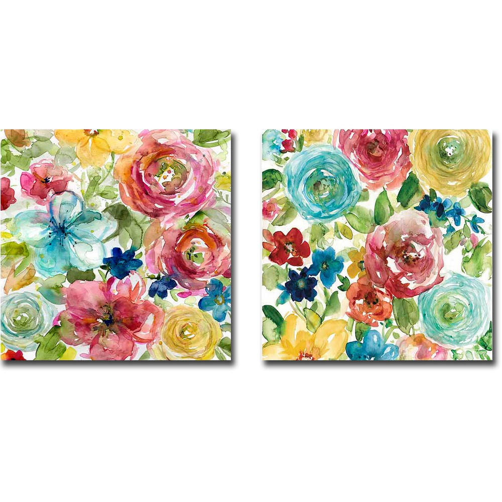 Bouquet 1 & 2 by Elle Franklin 2-pc Canvas Giclee Art Set, (24 in x 24 in Each)