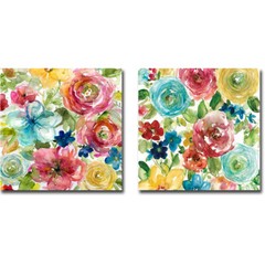 Bouquet 1 & 2 by Elle Franklin 2-pc Canvas Giclee Art Set, (24 in x 24 in Each)