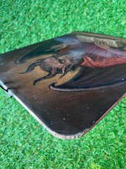 Antique PAINTING Oil skull devil Gothic MEMENTO MORI VICTORIAN vanitas art old