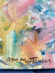Painting „Cabin By the Pond“ OIL ON CANVAS signed „RM MORTENSEN“ 2020