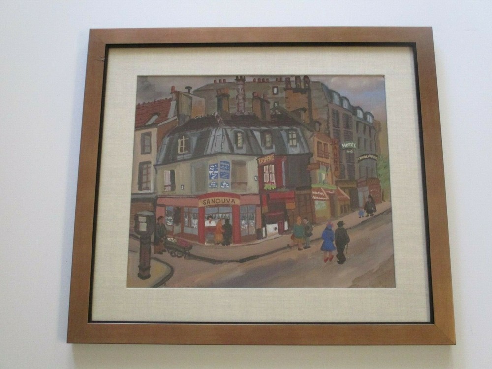 PARIS PAINTING 1954 EXHIBITED SAN FRANCISCO MUSUEM OF ART STREET SCENE MODERNIST