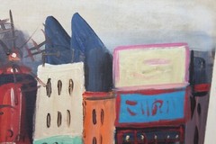 Vintage Paris France Oil Painting Street Scene Men Women Horse Buggy #2 Signed