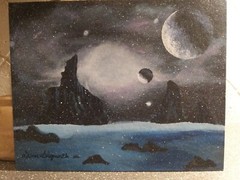 Original Acrylic Painting Young Artist Space Scene Very Cool Sara Sigworth
