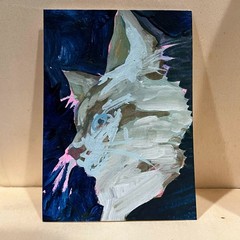 ACEO Original Art Card 2.5 x 3.5 Gouache mini painting cat/kitten