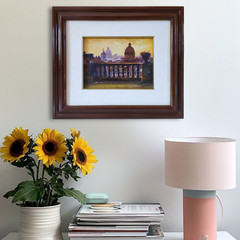 Enrico Sereni View of Rome at Sunset Contemporary Art Original Oil Painting sign