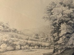 Large Drawing Xixth 1850 Pencil Landscape Shaft Forest Antique to Identify Sheet