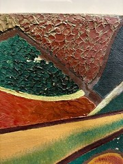 Antique American School Cubist Oil Painting Signed Keith J Robinson – Dated 1943