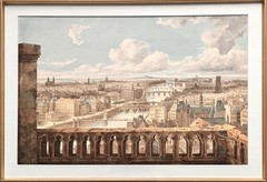 19th Century French School watercolor View of Paris from Saint Gervais Church