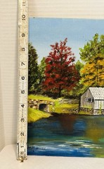 Vintage Oil Painting “Fall Country Watermill” Landscape 14” x 10” Unframed