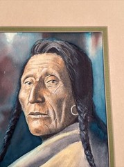 PAUL SOLLOSY PAINTING NATIVE AMERICAN INDIAN CHIEF PORTRAIT TRIBAL LISTED FAMOUS