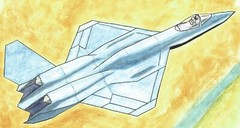 Airplane painting watercolor and ink yf-23 black widow II artist Jerome Cadd