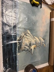 VTG 1980`S K. MASGERBER CLIPPER SHIP ORIGINAL OIL ON CANVAS SEASCAPE PAINTING