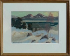 Winter Landscape / Pastel with Signature / 2nd Half 20th Century