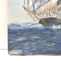 1991 Hand Painted Oil Painting Tall Ship Nautical Seascape Canvas 12×16 Signed