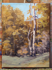 Art Original Oil Painting Landscape Yellow Trees Aspen Fall Autumn by Jeff Love
