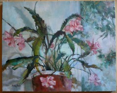 SHIRLEY JONES, TEXAS, LUMINOUS IMPRESSIONIST FLORAL FLOWERS OIL MOD MODERNISM